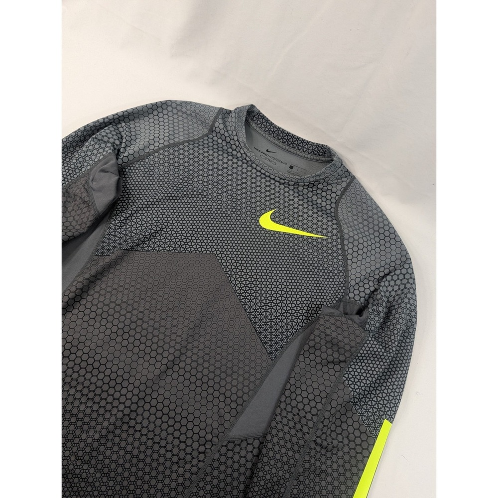 Nike Pro Hyperwarm Shirt Men Large Fitted Hexodrome Baselayer Gray